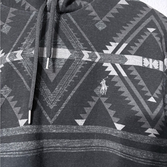 Polo Ralph Lauren Men's Black and Gray Aztec, Southwestern Patterned Hoodie. M - Picture 3 of 14